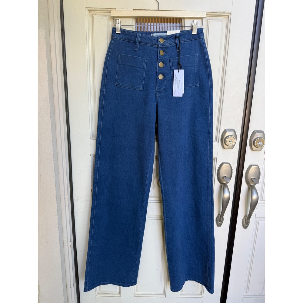 American Tall Stevie Wide Leg Jeans 26x35 High Rise Button Fly Medium Wash NEW